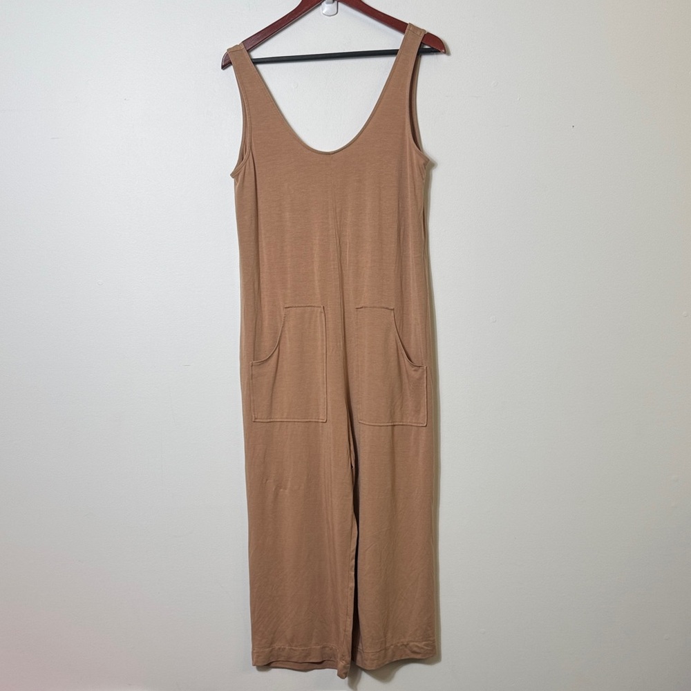 LOFT Sleeveless Wide-Leg Jumpsuit in Tan - Picture 2 of 6